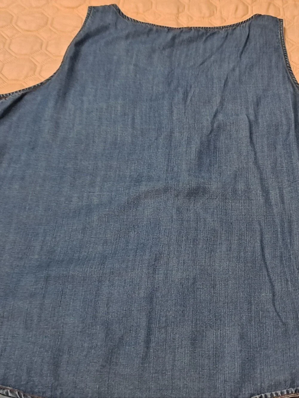 Chico's Sz 3 Denim-Look Sleeveless Tank Top in Blue - Picture 7 of 7